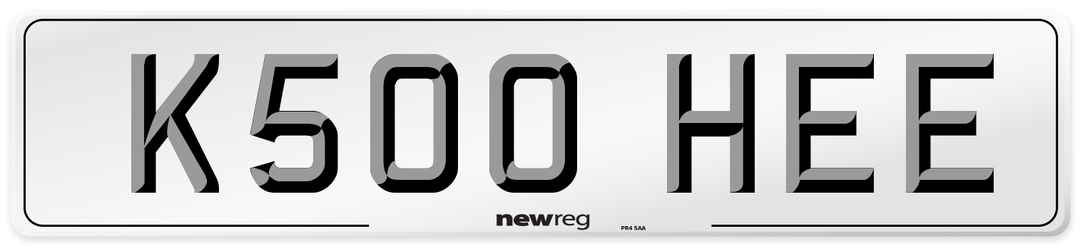 K500 HEE Number Plate from New Reg